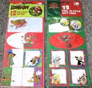 Lot 2 Vintage Paper Magic Kmart "Scooby-Doo & Looney Tunes" XMAS Gift Tags