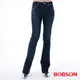 【BOBSON】女款口袋菱紋刺繡小喇叭褲(9082-52)