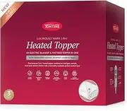Tontine Luxuriously Warm 2-in-1 Heated Topper & Electric Blanket, Double Bed, 9 Heat Settings, Personalised Climate Zones, Multizone Warmth, Removable Quilted Layer, Cotton Cover, Machine Washable