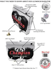 AL 2 Row Radiator Lowhose Pass 24",12" Fans,Shroud for 1967-1970 Cougar XR7