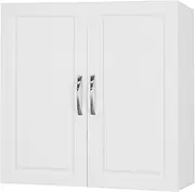 Haotian FRG231-W, White Kitchen Bathroom Wall Cabinet, Garage or Laundry Room Wall Storage Cabinet, White Stipple, Linen Tower Bath Cabinet, Cabinet with Shelf