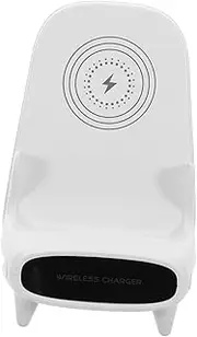 Angoily Chair Wireless Charging Mobile Phone Smart Phone Charging Charger Dock Phone Charging Dock Holder Desk Phone Charger Stand Phone Stand Charger Smart Phone Base Abs White