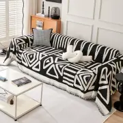 Beige Black Sofa Covers for 3 Cushion Couch Boho Geometric Furniture Protector 3