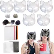 Animal Masque Making Kit - 18x/Set Arts Crafts Creative Funny | Blank Cat Masque Set Cosplay Party Props for Masquerade Crafting Party