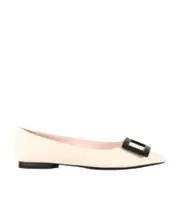 Roger Vivier Gommettine Pointed-Toe Flat Shoes 35,37,40 White