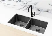 Meir Lavello Kitchen Sink - Double Bowl 860 x 440 - Gunmetal Black