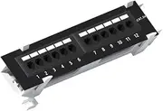 1U 12 Ports Cat5E Unshielded Wallmount Patch Panel UTP Ethernet Patch Panel with RJ45 Cat5E Adapter Patch Panel