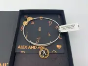 NEW Alex and Ani INITIAL X Two Tone Charm Bangle Bracelet NWT & BOX