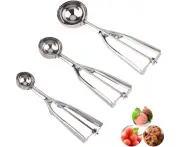 Ice Cream Scoop Set of 3, Cookie Scoop with Trigger Release Stainless Steel Cupcake Scoop