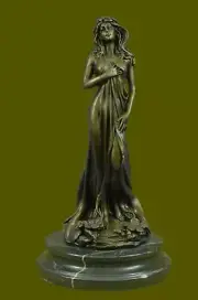 Art Nouveau Earth Goddess Bronze Sculpture Marble Base Figurine Artwork Decor