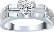 [Bigood] Plated Silver Solid White Cubic Zirconia Solitaire Rings Fashion Jewelry