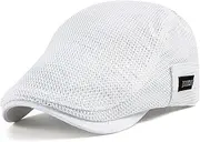 [Lifup] Men's Mesh Flat Cap Breathable Summer Newsboy Hat Ivy Gatsby Golf Cabbie Caps Driving Hat