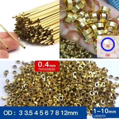 1000pcs Brass Pipe Straight Tubing 0.4mm Wall Thickness 3-12mm OD 1-10mm Length