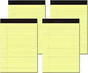 8.5 x 11.75 Inch Legal Pads 4 Pack Yellow Note Pads 30 Sheets Perforated Notepad 38 Lines Writing Pad 21lb Yellow Thick Paper Legal Pad Narrow Ruled Note Pad with Sturdy Back
