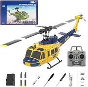 1/48 UH-1 RC Helicopter C032, 2.4G 6CH Flybarless Aileronless Stunt Remote Control Helicopter, Optical Flow Positioning RC Aircraft Toy for Adults -RTF