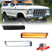 2X Smoke Switchback LED DRL Signal Light For 73-79 Ford F-150 Truck 78-79 Bronco