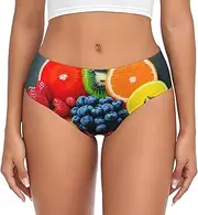 [YANYU] Fruit Rainbow Print Women S Briefs Comfortable Plus Size Underwear Ladies Versatile Panties Xs To 4xl, Black, Medium