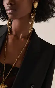 [Chloé] Gold-Tone Shell Pearl Drop Earrings