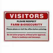 Warning Notice Visitors Farm Biosecurity Phone Before Enter 20x30cm Metal Sign