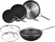 MSMK 7-Piece Cookware Set with Lids and Wok, Stay-Cool Handle, Smooth bottom