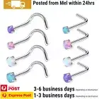 2PCS Nose Studs Rings Opal Stone Ear Surgical Steel 2mm 3mm Piercing Jewellery