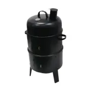 Vertical BBQ Grill Outside Garden with Chimney Charcoal Fire Pit Thermometer