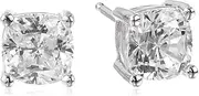 [Amazon Essentials] Amazon Collection Platinum Plated Sterling Silver Cushion Cut Cubic Zirconia Stud Earrings