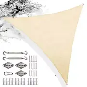 COLOURTREE Triangular Sun Shade Sail 12' UV Blockage Waterproof HDPE in Beige