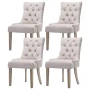 Dining Chairs Set of 4 Linen French Provincial Beige