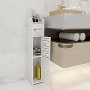 Bathroom Storage Cabinet, Toilet Roll Holder,Small Bathroom Storage Cabinet for Small Spaces,Bath Sink Organizer, Slim Toilet Paper Storage Cabinet with 2 Doors & Shelves (White)