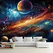 Cool Wallpapers Galaxy Wallpaper Wall Mural Landscape Universe Planet Sticker Peel and Stick Removable PVC/Vinyl Material Self Adhesive/Adhesive Required Wall