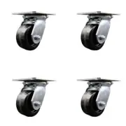 4 Inch Phenolic Caster Set with Ball Bearings and Swivel Locks Service Caster
