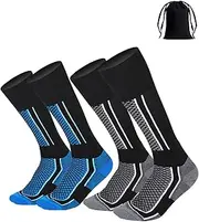 [RUNTOO MU] Ski Socks Men Women Long, Calf Length Snowboard Socks, Warm Thermal Socks for Snowboarding, Snow, Winter, Thermal Knee-high Warm Socks, Hunting