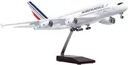 Pre-Built Model Aircraft 45cm Miniature Model Civil Aircraft 1:160 Air France 380 for Airbus A380 Scale Alloy Airplane for Adults Miniature Airplane Model(with Light)