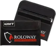 ROLOWAY Small Fireproof Bag (5 x 8 inches), Non-itchy 8 x 5 inch, Black