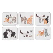 6pc Ashdene Purrrfect Moments Animal Coaster Drink Mat/Pad Square 11x9cm