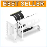 Space-Saving Vertical Graphics Card Holder with Stretchable Riser Cable - White