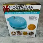 Mini Snowman Waffle Maker, Blue Compact 5" Non Stick, Christma