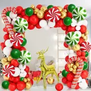 126 PCS Red Green White Christmas Balloon Garland Arch Kit, Gingerbread Holid...