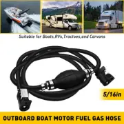 5/16" Fuel Gas Hose Line Assembly w/Primer Bulb Marine Outboard Boat Motor Black