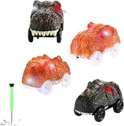 Track Cars Replacement only,Toy Cars for Magic Tracks Glow in The Dark, Racing Car Track Accessories with 3 Flashing LED Lights, Compatible with Most Car Tracks for Kids Boys and Girls(4pack)