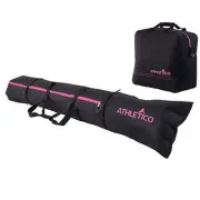 Padded Two-Piece Ski and Boot Bag Combo | Store Black with Pink Trim (Padded)