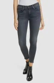 $395 Rag & Bone Women's Gray Skinny Fit Leg Zip Cuffs Jeans Denim Pants Size 27