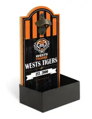 Wests Tigers NRL Wall Bottle Opener Sign with Catcher