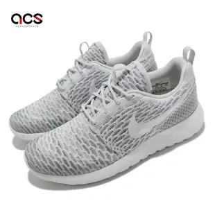 Nike 休閒鞋 Wmns Roshe One Flyknit 女鞋 灰 白 針織 緩震 運動鞋 704927-009