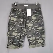 Keren Hart Women's Capri Pants Camo Drawstring Elastic Waist Gray Size M