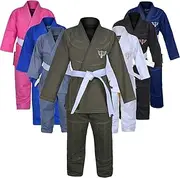 [Jayefo] Kids Brazilian JIU Jitsu GI for Boys and Girls IBJJF Legal BJJ Lightweight Soft Preshrunk Grappling Children Youth MMA Free White Belt-2 Year Warranty