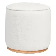Coaster Zena Transitional Fabric Upholstered Round Ottoman Ivory