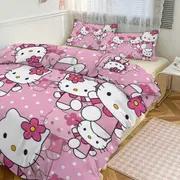 Bed Sheets g205 Hello Kitty Print Bedding Set Pattern Duvet Cove Set 3 Pieces 1 Quilt Cover And 2 Pillowcases for Women Men Teens tq205 Bed Sheets