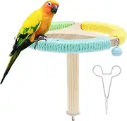 Hnvdkln Parrot Perch Wood Stand Versatile Solid Bird Cage Accessories Rotary Easy to Install Tabletop Bird Perch for Medium Parrots(colour-1-Style 1)